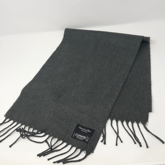 Dark Gray Christian Dior Cashmere Scarf - Picture 1 of 2